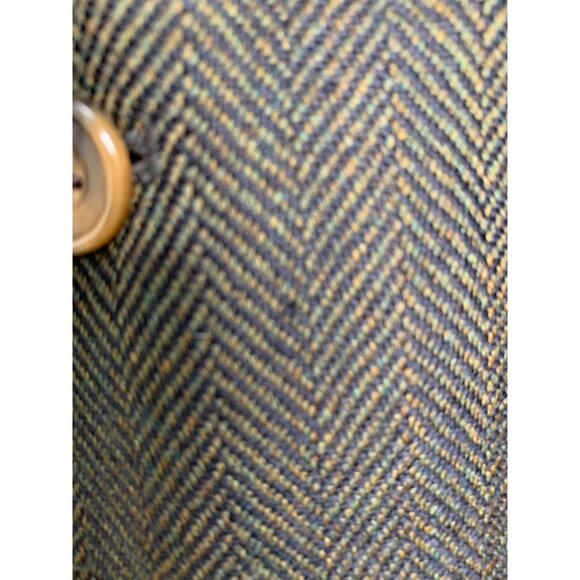 VTG 80s Oscar De La Renta Green Herringbone Wool Blazer 46R Colombia 8901 - Picture 9 of 12